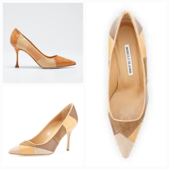 Manolo Blahnik Depin Suede Patchwork Heels EUC - Picture 1 of 16